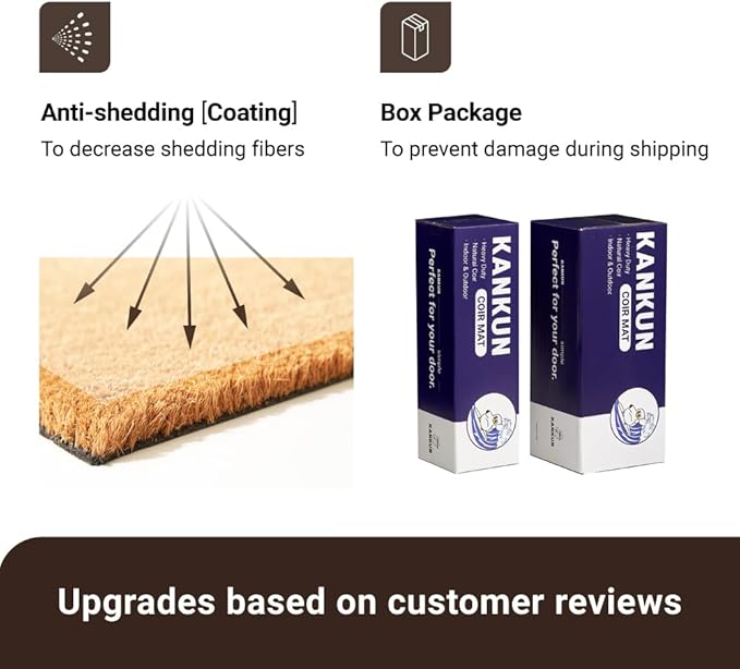 KANKUN Halloween Coco Coir Door Mat with Heavy Duty Backing, Welcome Doormat (17" x 30"), Doormat Entrance (Welcome1 - Halloween)