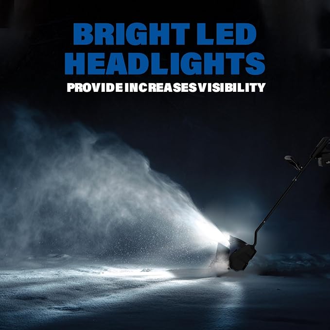 SOYUS Cordless Snow Shovel, 20V Electric Snow Blower, 12-Inch Clearing Width & 20-Ft Snow Throw, with LED Spotlight and Adjustable Front Handle (4.0Ah Battery, Quick Charger and Dust Cover Included)