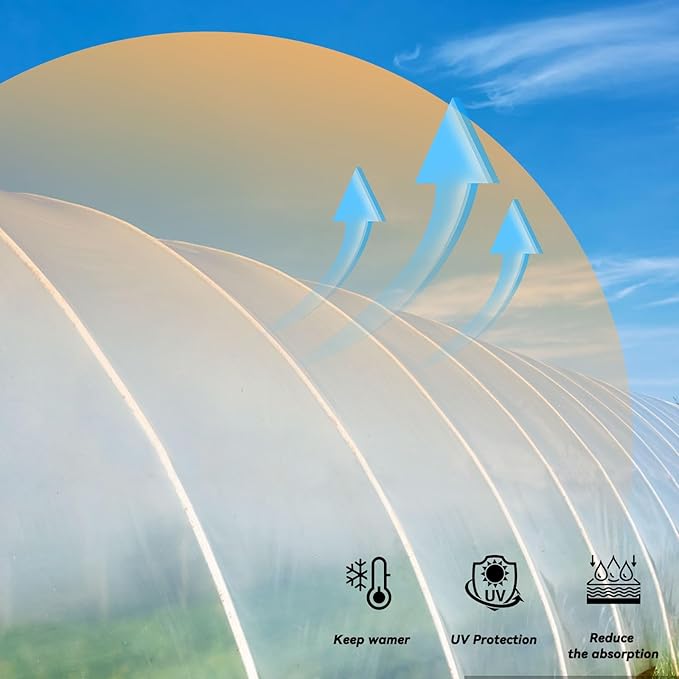 6.5x19.7Ft Clear Greenhouse Film Plastic Sheeting, Greenhouse Polyethylene Plastic Film 6 mil Thickness Replacement Cover, UV Resistant, Plant Covers Freeze Protection for Windproof Frost& Dust Proof