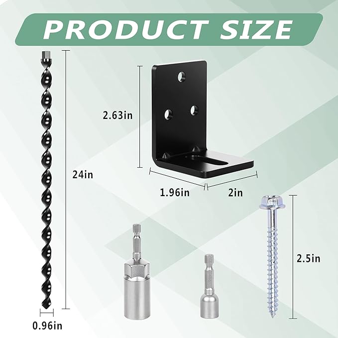 24" Heavy Duty Ground Anchors Screw in, Set of 4 Mobile Home Anchors, Multi-Purpose Earth Anchors with Brackets and Adapter for Drill, Ideal for Mobile Homes, Storage Sheds and Carports(Black)