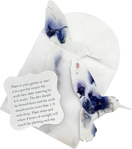 Set of 24 Purple Hummingbird Seed Paper – Plantable Seed Paper Embedded with Wildflower Seeds for Funeral, Memorial & Other Milestone Celebrations