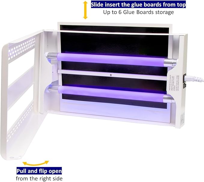 Awoco 11W 100V-240V LED Wall Mount or Table Standing Sticky Fly Trap Lamp for Capturing Flies, Mosquitoes, Moths and Flying Insects (Fly Trap + 6 Glue Boards)