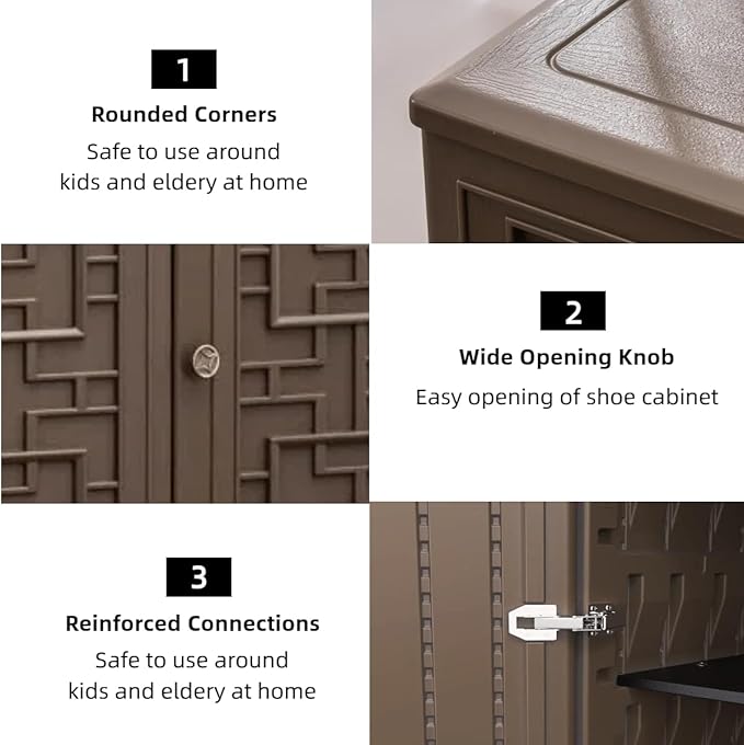 ZZM HDPE Outdoor Storage Shed, Outdoor Plastic Storage Cabinet, Horizontal Resin Tool Shed for Garden, All Weather Outdoor Storage Clearance, DIY Usage, with one Shelf (Coffee)