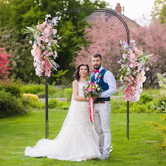 LDAILY Moccha Garden Arch Arbor Trellis, 95" Sturdy Metal Arbor with PE-Coated Steel Tubes, Spiral Rods Design, Outdoor Archway for Climbing Plants, Garden Arch for Wedding Decoration, Lawn, Party