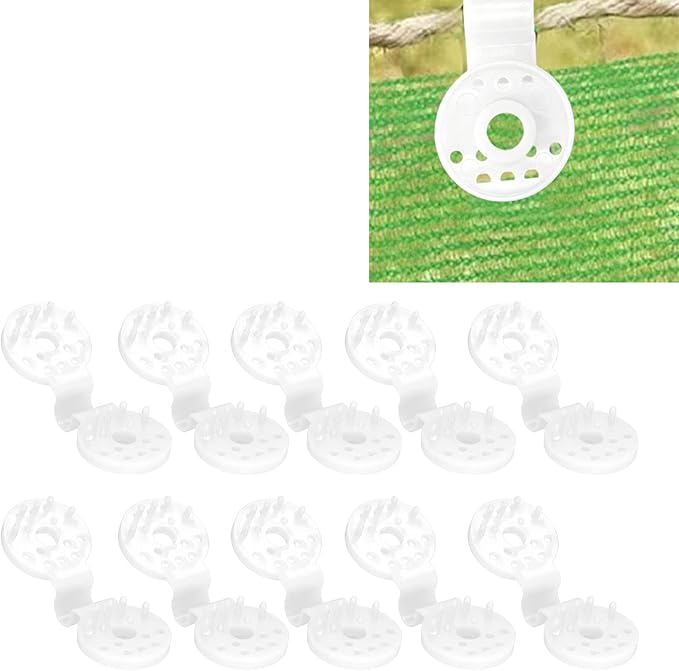 100pcs Shade Cloth Plastic Clips Heavy Duty Lock Grip, Bird Proof Shade Cloth Sunshade Clips for Outdoor Garden Greenhouse (White)