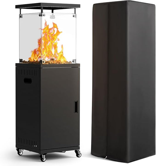 Pamapic Patio heater, 41,000 BTU Propane Outdoor Heater with Lockable Wheels, CSA Certificated Patio Heater with Cover for Patio, Backyard, Balcony (Ink)