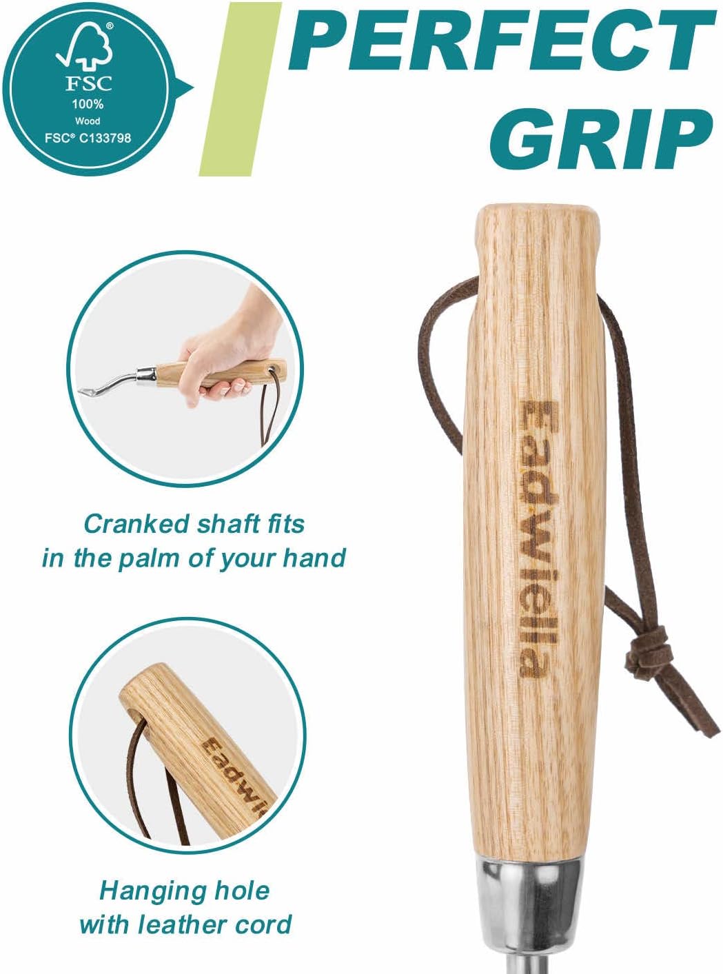 Garden Fork Hand Tool Small Weeding Fork 12 Inch with 3 Pointed Tines Wood Handle for Gardening Weeding Cultivating Digging Planting Transplanting Aerating Loosening Hard Soil Mixing Additives