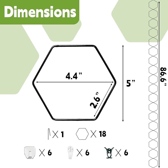 Chain Trellis for Climbing Plants, Hexagonal Metal Plant Support, DIY Installation, Indoor and Outdoor Use for Monstera and Ivy