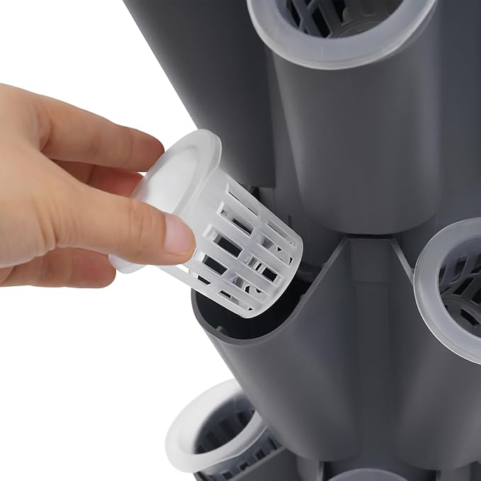 Hydroponics Tower | 10 Layer 50 Plants Indoor Vertical Tower System Kit | Vertical Hydroponic Grow Tower Aeroponic Tower for Herbs | with Pump and 11.89 GAL Water Tank | 4 Wheels | Grey