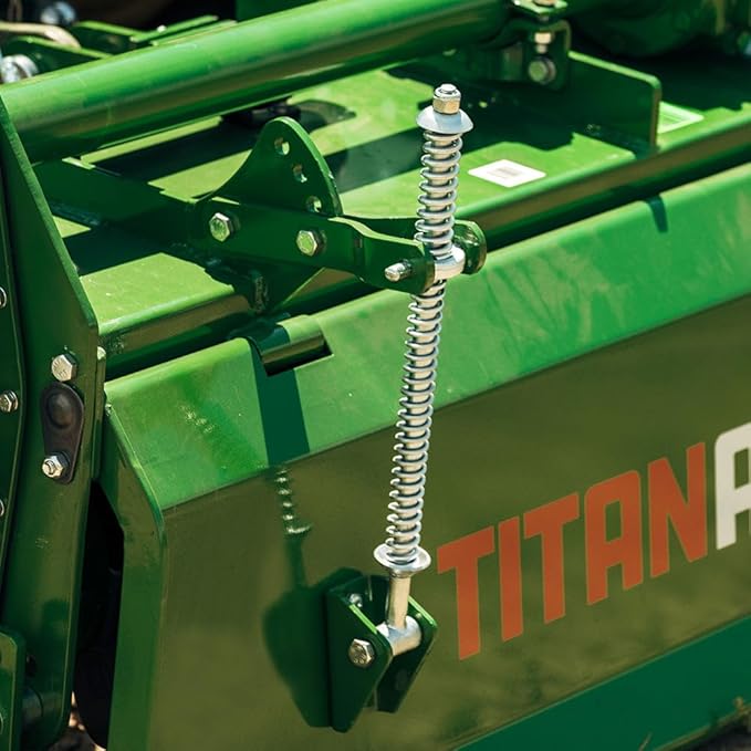 Titan Attachments 3 Point 48" Rotary Tiller Attachment, Fits Cat 1 Tractors, Green Finish, PTO Driven Cultivator with a 540 RPM Gearbox, Replaceable Tines, Aerates Ground Soil