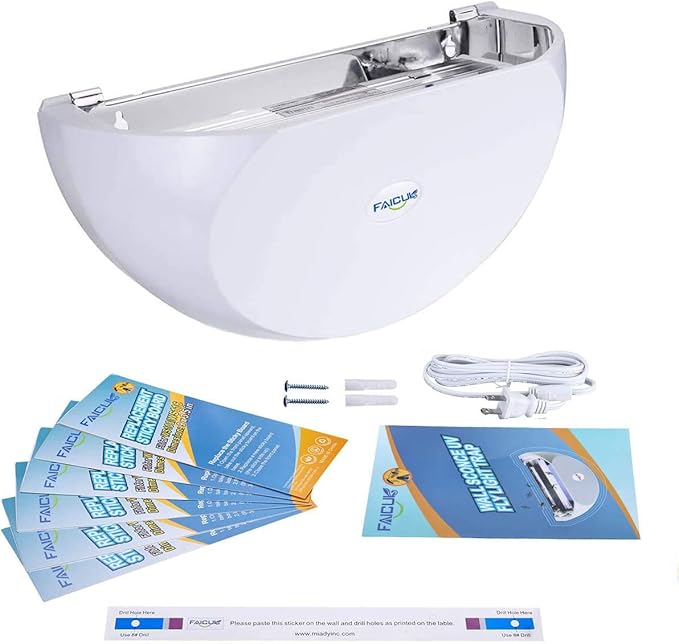 Faicuk WS108 Wall Sconce Fly Light Trap for Capturing Flies, Moths, Gnats, Mosquitos and Other Flying Insects - 13"x7.5"x5.5"