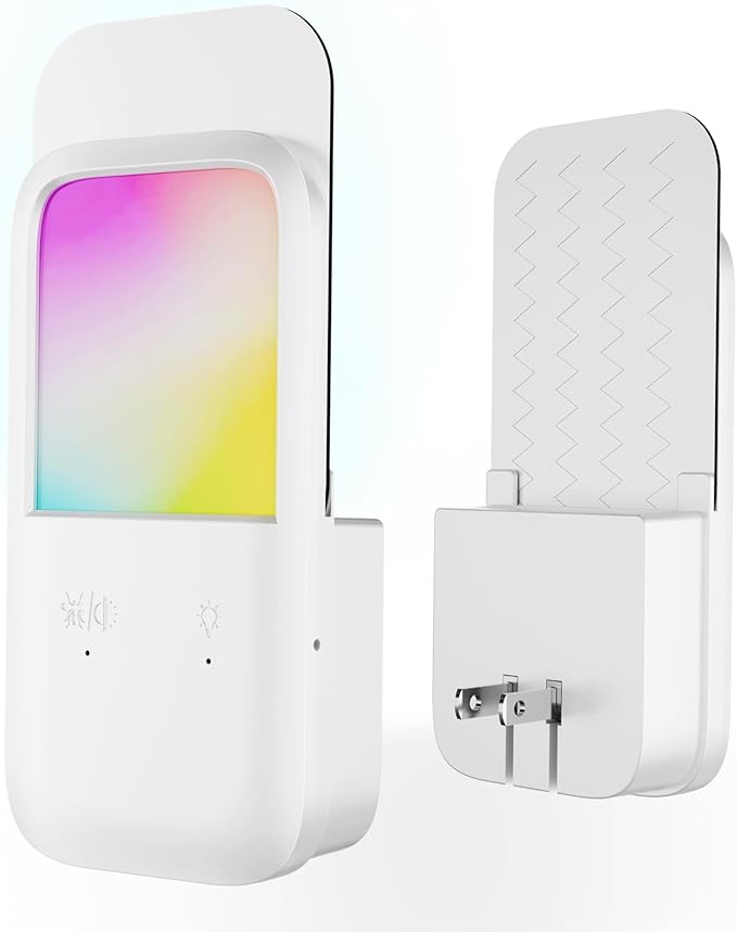 Plug-in Fly Trap NightLight - RGB Insect Catcher for Mosquitoes, Gnats, Fruit Flies, Indoor Insect Trap, Color-Changing Lamp for Home, Kitchen,Office (2 Devices with 10 Sticky Pads)