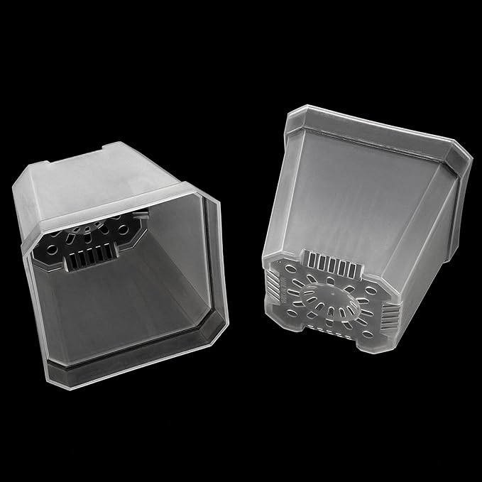 JOIKIT 60 Pack 4 Inch Clear Square Nursery Pot, Plastic Plant Starter Pot with Drainage Hole, Seedling Nursery Transplant Planter for Indoor, Outdoor, Garden, Office, Balcony