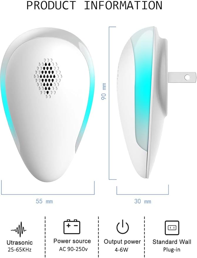 Ultrasonic Pest Repeller Indoor, 6 Pack Pest Repellent Ultrasonic Plug in Electronic Repeller for Mosquito, Spider, Bugs, Mice, Ant, Insects, Roach, Non-Toxic