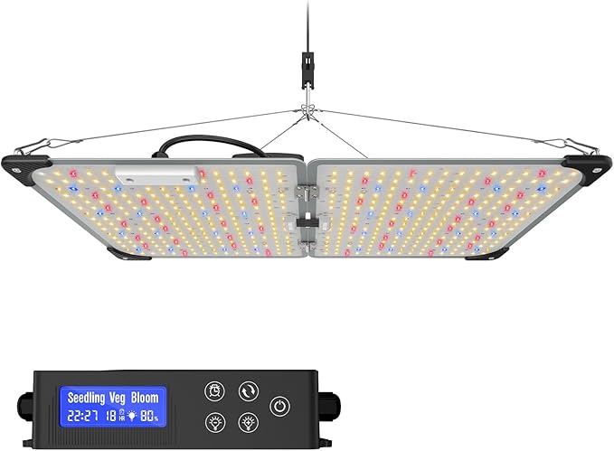 Grow Lights for Indoor Plants, 120W LED Grow Light Full Spectrum, with Samsung LM218B+ Diodes(512 Pcs),HD Digital, 3 Modes, 24H Timer, 10-100% Dimming for 3X3 / 4X4 ft Grow Tent