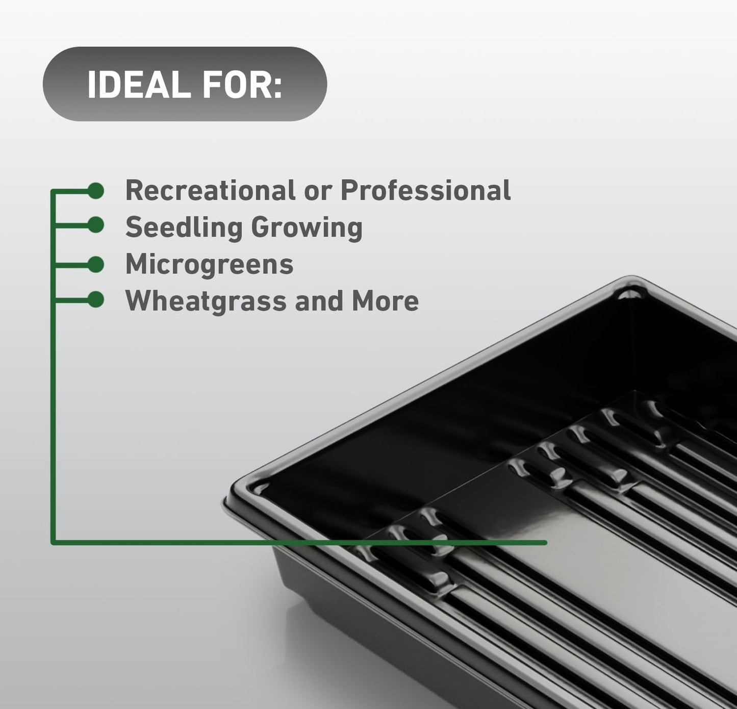 10x20 Inch Black Plastic 50 Pack Plant Propagation Tray – Growing Trays for Garden, Planting, Seedling, Soil & Hydroponic Horticulture - Microgreen Trays Grow Plants - No Drain Holes