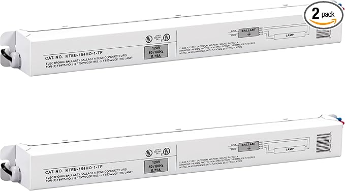 OHLECTRIC (2 Pack Replacement for Keystone KTEB-154HO-1-TP 54W T5 High Output Electronic Fluorescent Ballast | 1 Lamp | 120V | Rapid Start Technology | UL Listed for Enhanced Safety and Performance
