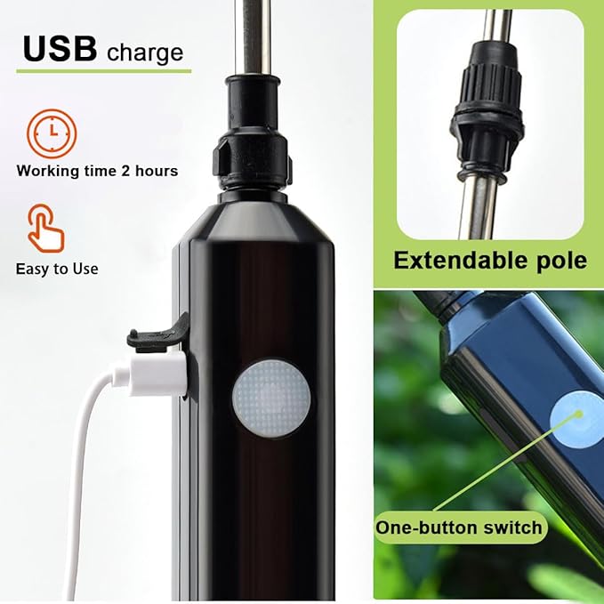 Battery Powered Sprayer 2.4 Gallon and 34 Ounce Set, Electric Garden Sprayer With 4 Nozzles, Adjustable Shoulder Strap, Retractable Wand for Weed, Yard, Lawn and Garden