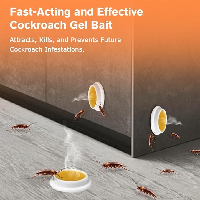 36 Pack Cockroach Gel Bait, Highly Effective Roach Killer Indoor Infestation Solution, Fast Acting Cockroach Killer Indoor Home Kitchen Use, Easy to Apply & No Mess Roach Bait Gel, Long-Lasting