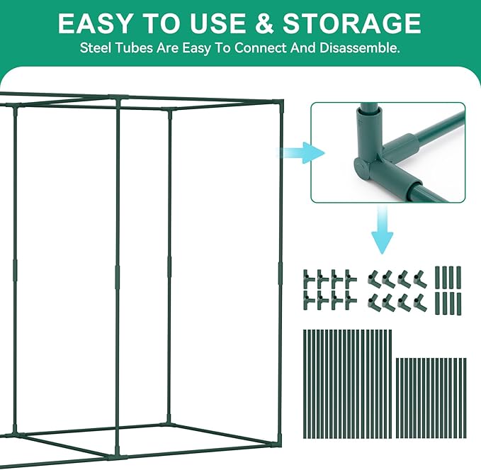Crop Cages for Garden Plant, 9.8x3.3x6 Ft Plant Protection Netting Tent with Zippered Door, Raised Bed Cover, Garden Bed Cover with Frame, Wind-Resistant Plant Cages for Outdoor Plants