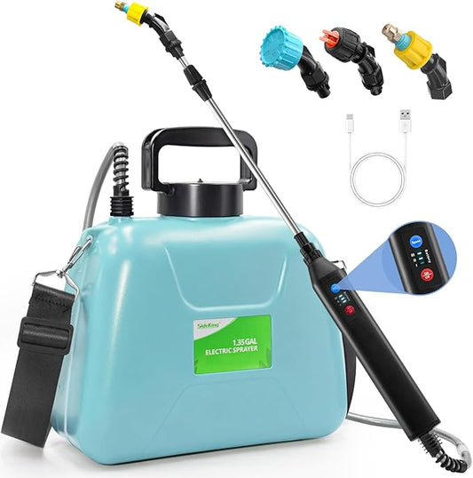 Battery Powered Sprayer 1.3 Gallon, Lightweight Electric Garden Sprayers in Lawn and Garden, 3 Mode Automatic Cordless Weed Sprayer for Yard, Pesticide, Watering, Cleaning