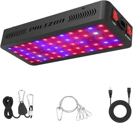 Phlizon Upgraded 600W LED Grow Light with SMD LEDs 2x2ft Full Spectrum Plants Light Double Switch Grow Led for Indoor Veg and Flower