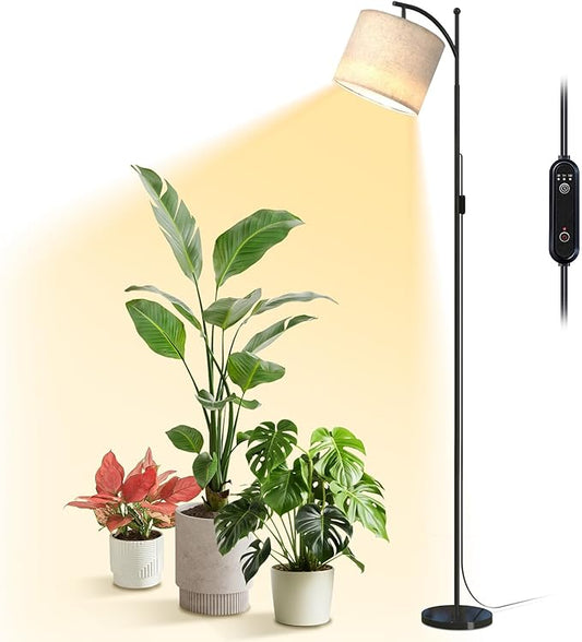 70.8″ Tall Grow Lights for Indoor Plants, 3000K Full Spectrum Plant Light with Stand, Auto On/Off Timer & Adjustable Angle, 25W Non-Dimmable Led Floor Lamp for Plant Growth