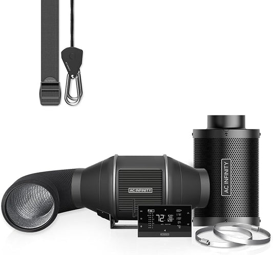 AC Infinity Air Filtration PRO Kit 4”, AI Controller with WiFi App Control & Auto Level Adjusting, Inline Fan, Carbon Filter, Ducting, Ventilation System for Grow Tents, Hydroponics, Indoor Gardening