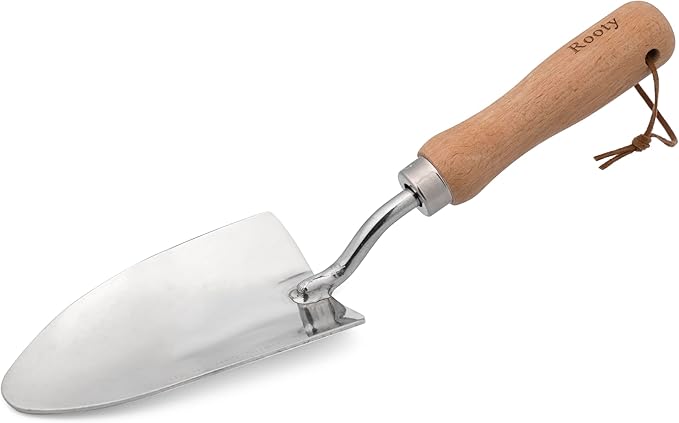 Rooty Gardening Hand Trowel with Stainless Steel, Wooden Handle,Easy forTransplanting,Weeding,Digging,Planting/Rust Resisitant