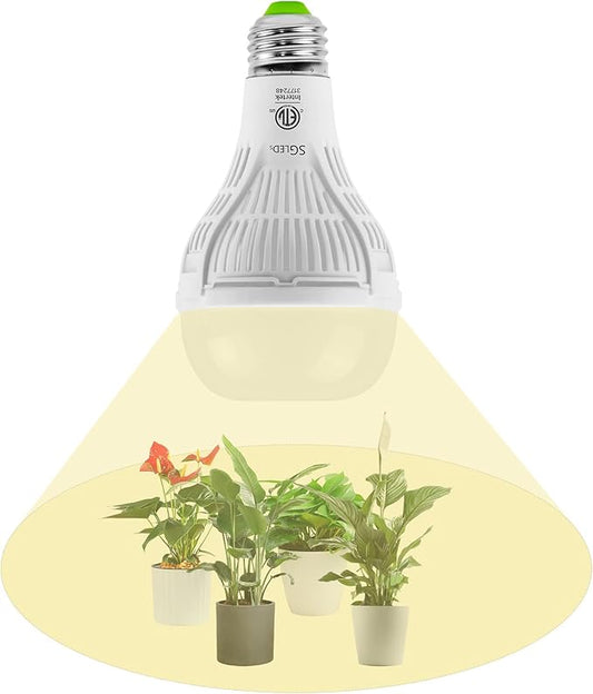 Grow Light Bulb 15 W (200 Watts Equivalent) Plant Light Bulbs E26 Base, Energy Saving Grow Lights for Indoor Plants, Seed Starting