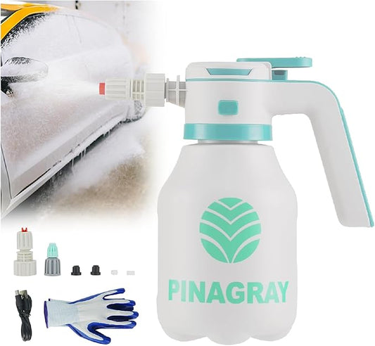 2L/0.5Gallon Electric Foam Sprayer - Rechargeable Car Foam Sprayer with 2 Nozzles, Type-C Charging, 1hour Runtime for Car Wash, Gardening & Home Cleaning