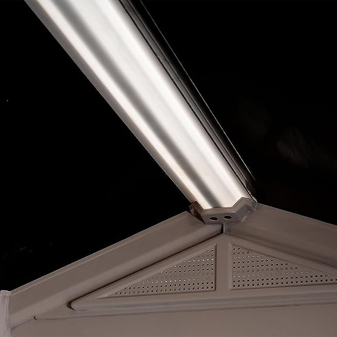 Keter Factor 8 x 11 Foot All Weather Resin Outdoor Storage Shed with 2 Shelves Included and Built-in Ventilation for Backyard Organization, Taupe