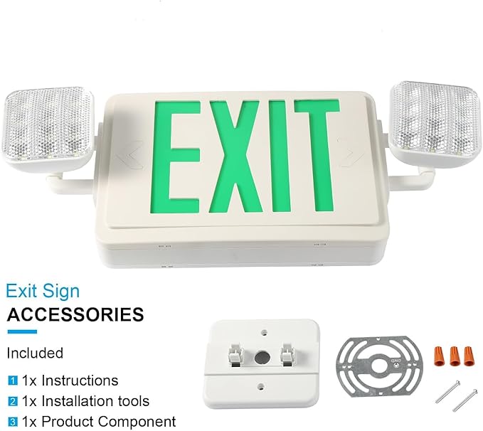 SPECTSUN Exit Sign Emergency Light, Green Emergency Exit Lights Battery Backup - 6 Pack, Emergency Exit Sign Battery Backup/Emergency Exit Light/Lighted Exit Sign Battery