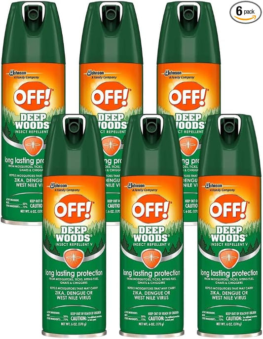OFF! Deep Woods Insect Repellent V Ticks Aerosol 6 oz, Pack of 6