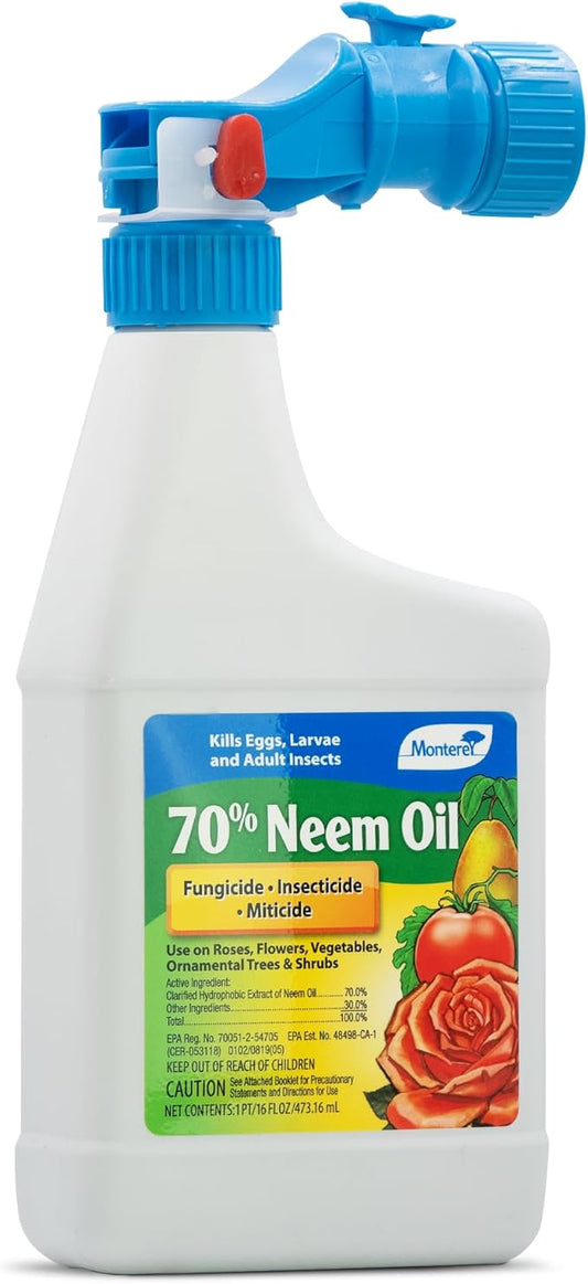 Monterey - 70% Neem Oil - Ready-to-Spray Insecticide, Miticide, & Fungicide - 15 Ounces