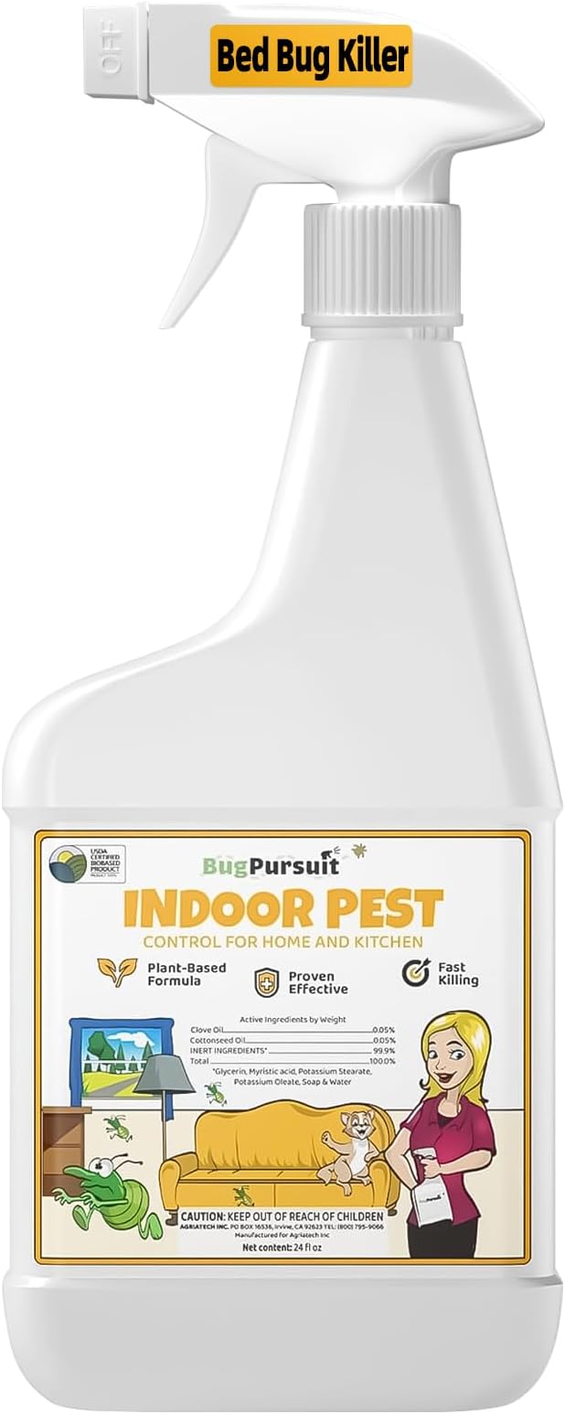 Bed Bug Spray 24 Oz, 100% Kill Efficacy, Indoor & Outdoor Bug Control for Mite, Ant, Spider and Flea, Plant Extract Based Non Toxic Bed Bug Killer, Child & Pet Safe