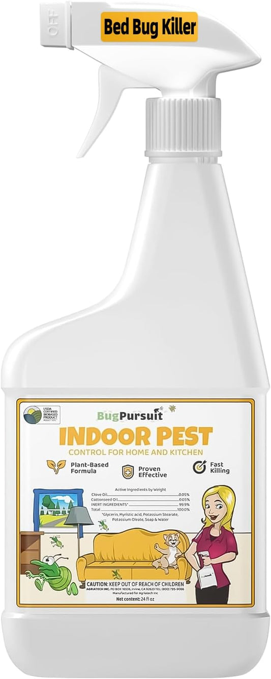 Bed Bug Spray 24 Oz, 100% Kill Efficacy, Indoor & Outdoor Bug Control for Mite, Ant, Spider and Flea, Plant Extract Based Non Toxic Bed Bug Killer, Child & Pet Safe