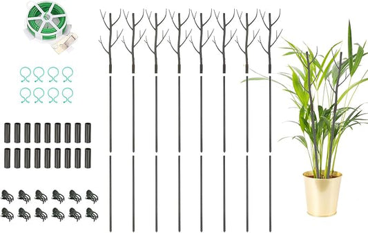 uxcell Plant Support Stakes Set, 8 Pcs Twig Plant Stem Support Structures 43.3" Plants Branches Supports with Extension Poles, Orchid Clips, Plants Tie for House Potted Monstera, Brown