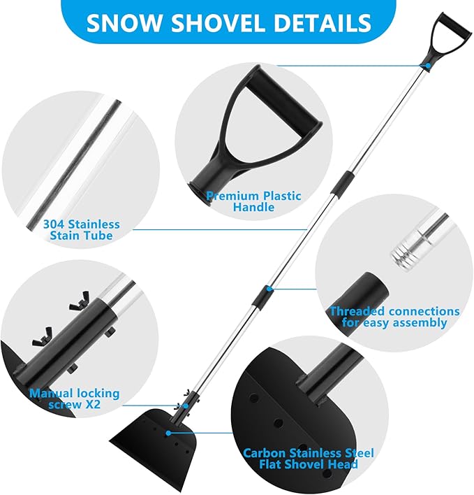 Heavy Duty Cleaning Shovel - Durable Snow Ice Dirt Scooper, All-Purpose Farm & Garden Tool with Ergonomic Grip - Effortless Debris Removal