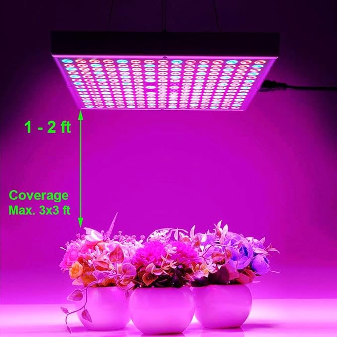 LED Grow Light for Indoor Plants Growing Lamp 225 LEDs UV IR Red Blue Full Spectrum 75W LED Plant Lights Bulb Panel for Hydroponics Greenhouse Seedling Veg and Flower (2 Pack)