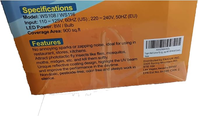 Faicuk WS108 Wall Sconce Fly Light Trap for Capturing Flies, Moths, Gnats, Mosquitos and Other Flying Insects - 13"x7.5"x5.5"(Wood Grain)