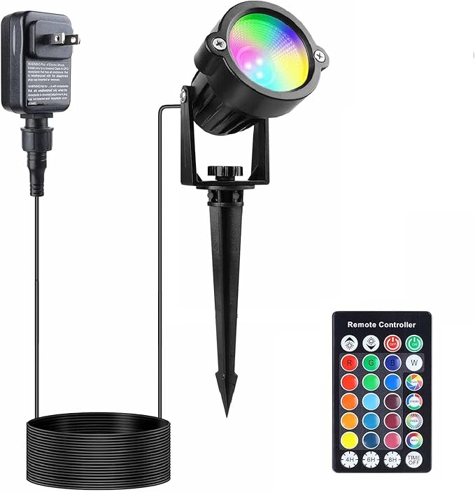 Outdoor Spotlights Halloween, Yard Spot Lights Colored Landscape Light RGBW LED Waterproof Dimmable Memory for Lawn Pathway Garden House Tree Porch (1 Light)