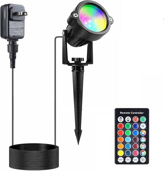 Outdoor Spotlights Halloween, Yard Spot Lights Colored Landscape Light RGBW LED Waterproof Dimmable Memory for Lawn Pathway Garden House Tree Porch (1 Light)