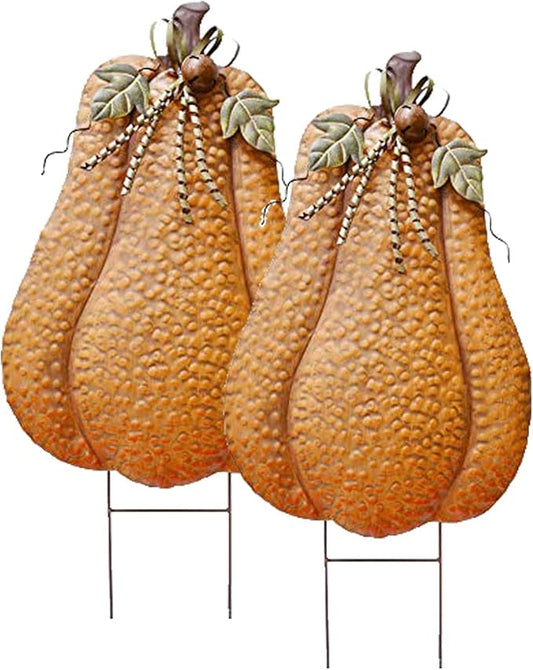 Morning View Metal Pumpkin Yard Sign with Stakes Fall Decor Decorative Rustic Pumpkins Garden Stake Yard Decor Outdoor Thanksgiving Autumn Harvest Halloween Lawn Patio Decorations 30" Tall