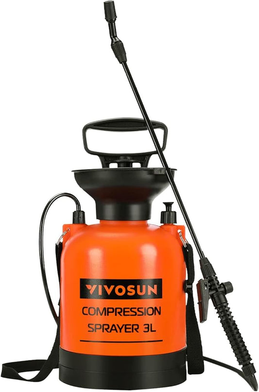 VIVOSUN 0.8-Gallon Pump Pressure Sprayer, Pressurized Lawn & Garden Water Spray Bottle with Adjustable Shoulder Strap, for Spraying Plants, Garden Watering and Household Cleaning
