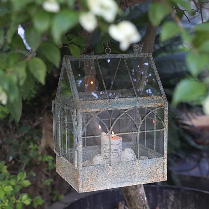 Vintage Glass Terrarium Greenhouse Large House Shape Plant Display Box Planter Container for Fern Moss Cacti Succulents Mordern Tabletop Decor Gardern DIY Kit Gift