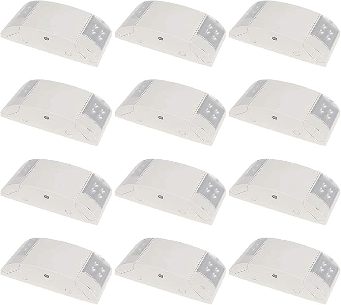 SPECTSUN 12 Pack White LED Emergency Exit Lighting Fixture with Battery Backup Exit Sign Lights-US Standard Emergency Light Combo-Fireproof Materials–Thermoplastic Housing for Indoor Outdoor