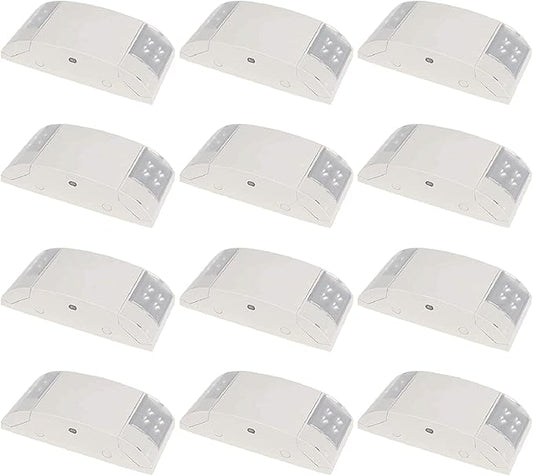 SPECTSUN 12 Pack White LED Emergency Exit Lighting Fixture with Battery Backup Exit Sign Lights-US Standard Emergency Light Combo-Fireproof Materials–Thermoplastic Housing for Indoor Outdoor