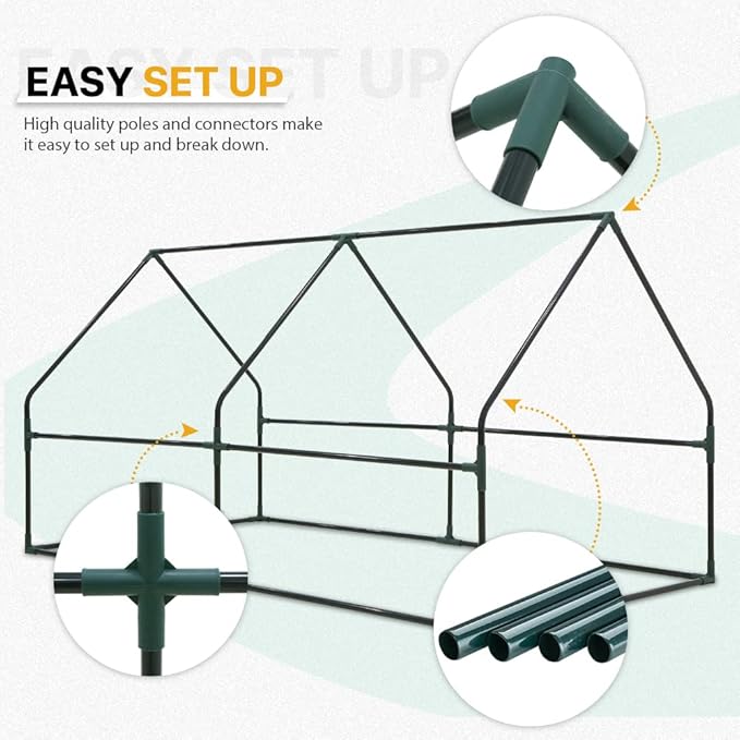 EAGLE PEAK Tunnel Greenhouse Garden Green House with Roll-Up Zipper Doors, Portable, 71"x36"x36", Clear/Green PE Cover