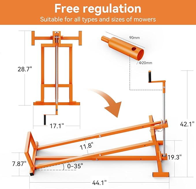 Lawn Mower Jack Lift,Upgraded Lawn Tractor Lift with 1000 lb Weight Capacity,Retractable Riding Mower Lift Installation is Simple. Easy to Store (High Carbon Steel)